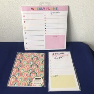 Rainbow Weekly Planner List Pad and Notebook Set